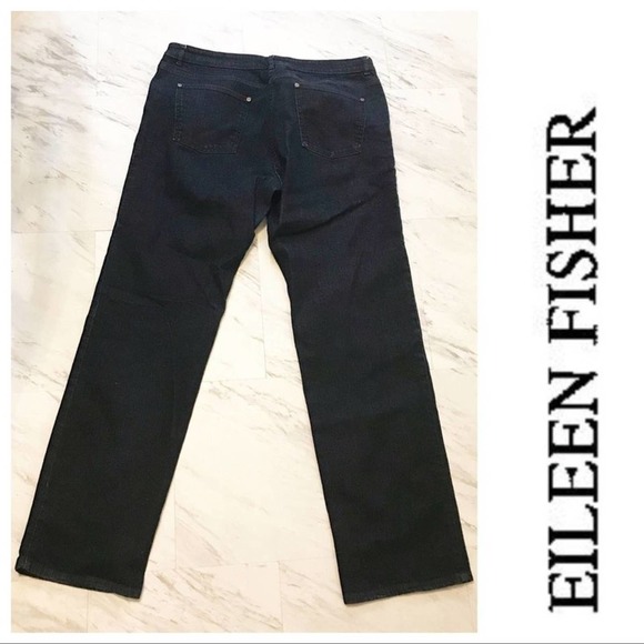 Eileen Fisher Denim - Eileen Fisher Straight Leg Dark Wash Jeans Size L